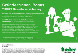 Tiroler TIROLER Gründerinnenbonus